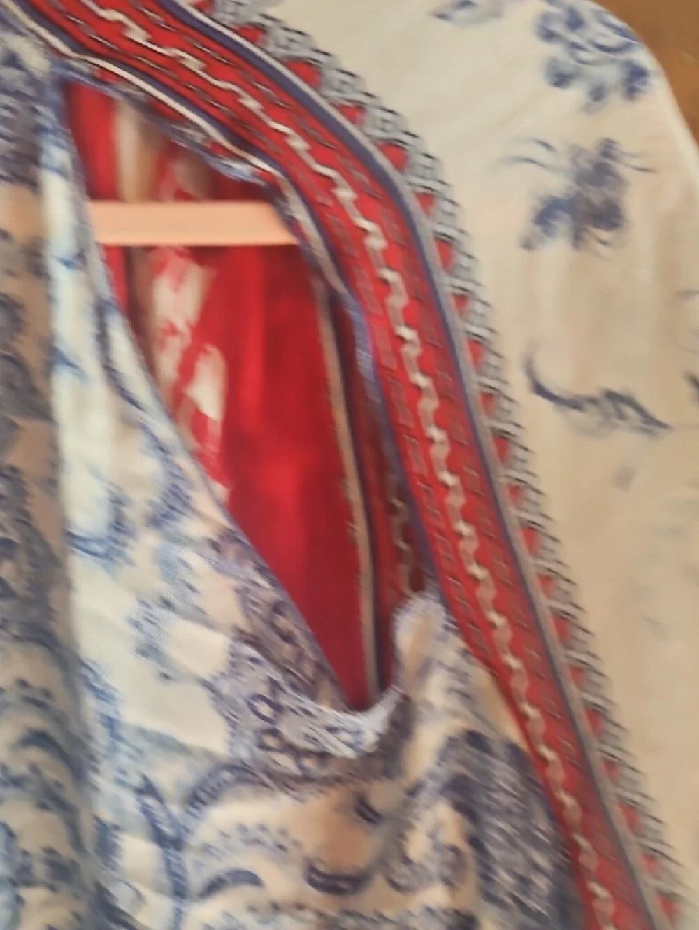 Free People Red & Blue Paisley Draped Kimono